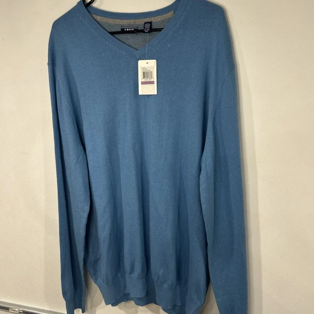 IZOD Mens Fieldhouse V-Neck Sweater Heritage  Blue XXLarge NWT (005)